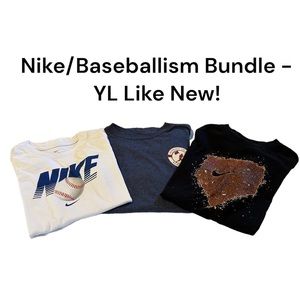 NIKE/BASEBALLISM 3 TSHIRT bundle - YL - EXCELLENT CONDITION